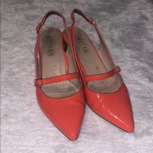 Orange low heel sling back